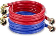 6 FT Washing Machine Hoses with 90 Degree Elbows Universial Rubber Washer Hose No-Lead Burst-proof Hot and Cold Water Supply Hoses for Washing Machine - 2 PACK by Fetechmate