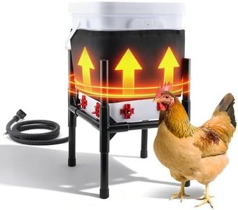 Heated Chicken Waterer with Stand, Thermostatically Poultry Water Heater with Nipples for Winter Outdoor Coop 5 Gallon (Black, 20L)
