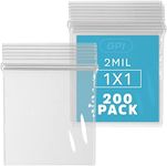 GPI Pack of 200-1" x 1" 2 mil Thick, Clear Plastic Jewelry Zip Bags, RECLOSABLE Strong & Durable Poly Baggies with Resealable Zip Top Lock for Travel, Storage, Packaging & Shipping.