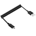 mxtechnic USB 2.0 Expansion Spring Coiled Cable 4-36inch Standard Spiral Flexible Type A Male to Micro B Male Processors for Printers, Cameras, Mouse