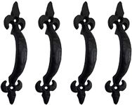 Adonai Hardware "Nethaniah Antique Cast Iron Cabinet Pull Handles (5" x 4 Pack, Matte Black) for Vintage Wooden Barn Doors, Gates, Closets, Furniture, Drawers, Cupboards, Wardrobes and Sheds