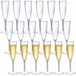 Tosnail 18 Pack 6 Oz Plastic Champagne Flutes Champagne Glasses, Disposable Plastic Wine Glasses, Clear Plastic Wine Cups, Tall Drinking Cups for Parties