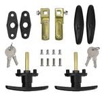 Wedelweib Matching T-Handles Lock Set Locking T-Handle Set for Truck Camper Shell with Dust Cover -2 Pack clockwise and Counter-clockwise with 4 Keys and Hardware（Key Alike）