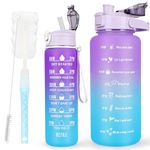 2 Pack Water Bottles BPA Free 2L+750ml, Sport Water Bottle with Time Marking & Straw,2 Liters Gym Drinks Bottle with Brush, Large Motivational Water Jug for Aduluts Women, Time Marker Canteen Bottle