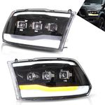 VLAND LED Headlight Compatible with RAM 1500/2500/3500 2009-2018/RAM Classic 2019-2021, Front Light with Sequential Turn Signals Projector/Clear