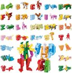 VEAIS Alphabet Animal Toys for Kids, STEM ABC Learning Alphabots Transforming Toys Classroom Teaching Alpha Bots Toy for Kids 4-6 Toddlers - 26 Pieces