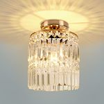 FRIDEKO HOME Light Fittings Ceilings - Gold Chandelier Crystal Ceiling Light, Semi Flush Ceiling Lights for Bedroom, Living Room, and Hallway Lighting (Fit for E27 Base)