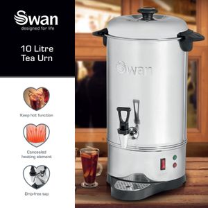 Swan 10L Stainless Steel Catering Urn – Automatic Temp Control, 1600W
