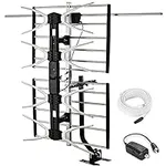 PBD Outdoor Digital HD TV Antenna with High Gain Amplifier 150 Mile Long Range for UHF/VHF, Mounting Pole, 40FT RG6 Coaxial Cable, Easy Installation