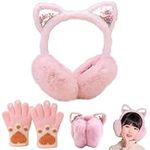 DKDDSSS 1PCS Ear Muffs, Winter Kids Earmuffs Warm Ear Cover For Girls Children Ear muffs Cat Ear Warmers Winter Warm Faux Furry Cute Ear Covers for Keep Ears Warm In Cold Weather, Pink