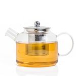 Sipologie Inspire Tea Pot with Infuser 900ml, Glass Tea Kettle for Gas Stove, Flame Proof Glass Kettle for Tea, Fine Mesh Stainless Steel Infuser