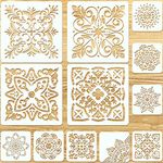 12 Pieces Mandala Stencils 12 x 12 Inches 6 x 6 Inches Reusable Painting Stencils Laser Cutting Painting Template Drawing Mandala Stencils Template for Painting, Furniture, Wood Sign, Baking, Crafts