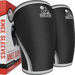 Knee Sleeves 1 Pair Support Compression for Weightlifting Powerlifting CrossFit - 7mm Neoprene Sleeve for the Best Squats - Both Women Men - by Nordic Lifting - 1 Year Warranty Black Large