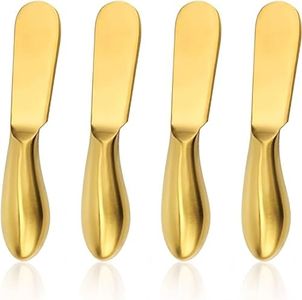 HSHQING Stainless Steel Butter Knife, 4Pcs Gold Applicator Set for Home Breakfast Use, Deluxe Sandwich Cream Cheese Condiment Knives
