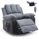 FAMOYI Grey Recliner Chair Electric Recliner Armchair Jumbo Cord Fabric Massage Heated Reclining Chairs with Side Pocket and Remote Control for Home, Living Room