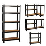 COZYBRITE Garage Shelving Units 5 Tier Heavy Duty Shed Storage Racking Shelf Metal Boltless 875kg Capacity 175kg Per Shelf for Warehouse Workshop Office (Black, 90x40x180cm)