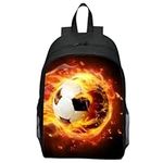 FaLkiN Soccer Rucksack, Printing Football School Backpack, Children School Backpack, Soccer Sports School Bag Casual Travel Rucksack Boys Girls Large Capacity Daypack, Black, 30 * 13 * 40cm