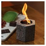 FLAIME Inara Indoor Outdoor Tabletop Portable Fireplace Luxurious Modern Ventless Decor with No Smoke Bio Ethanol Ventless Mini Fire Pit Granite Clean Burning Real Flame (Pink)