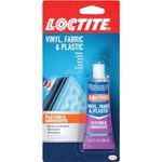 Loctite Vinyl Fabric & Plastic Repair Flexible Adhesive, clear liquid adhesive ideal for repairing vinyl seats, cushions, tarps, and outdoor gear, highly flexible to withstand bending and torsion