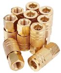 WHK 10Pack 1/4-Inch Brass FNPT Female Industrial Coupler,1/4 Inch Air Hose Fittings Air Hose Coupler Air Hose Connectors Fittings NPT Female Quick Connector Air Coupler.