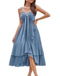 Women Flowy Long Beach Dress Beach Vacation Party Dress Beach Vacation Party Dress Hide Belly Flowy Swing Maxi Dresses Gray Blue M