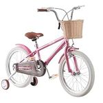 BSTSEL Blue & Pink Kids Bike, 12" 14" 16" 18" Boys&Girls Children Bicycle With Basket, Silent Stabilizers And Double Brakes Ages 2-9 Years Old Children Bike Gift (16inch, Pink)