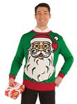 Forum Novelties Santa Face Sweater, Green Santa, Medium