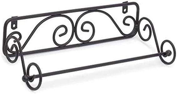Steel Wall-Mounted Paper Towel Holder (Black), by Home Basics | Scroll Design Kitchen Paper Towels Holder | Fits Standard and Jumbo-Sized Towels | Space-Saving Design
