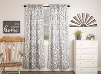 Piper Classics Doylestown Blue Floral Panel Curtains, Set of 2, 84" Long, Blue & Cream Flower Print, Vintage Farmhouse, Country Cottage Window Treatment