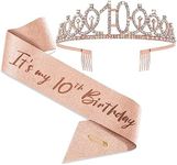 10th Birthday Crown and Sash, 10th Birthday Decorations for Girl 10 Years Old Girl Birthday Gifts 10th It's My 10th Birthday Happy 10th Birthday Party Favor Supplies