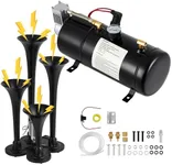 GarveeTech 150DB Train Horns Kit, 4 Trumpets Truck Air Horn Kit with 0.8 Gallon Tank & 120 PSI Air Compressor, 12V Train Horns for Pickup Trucks, Car, Motorcycle, Semi, Jeep, RV, SUV, Van, Boats