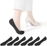 Closemate Liner No Show Socks Women 6 Pairs Non Slip Hidden Invisible for Flats Boat Loafer Casual Socks(Size S, 6 Black)