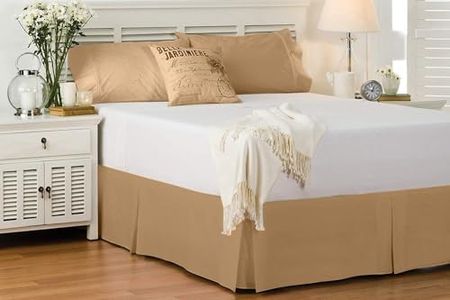Cotton Delight Bed Skirt Queen Size 100% Cotton Blend Fabric, Premium Tailored Fit 1pc Bedskirt Queen Size 21" Drop Length Taupe Solid