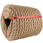 BALAVA Manila Rope 1/2in x 100ft,Natural Thick Rope,Large Natural Hemp Rope Great for Gardening,Railings,Hammock Nautical, HMS-009