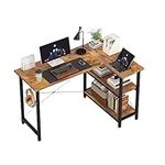 CAIYUN L Shaped Desk 120CM Computer Desk Study Office Desk Gaming Desk Writing Table With Bookshelf Reversible Corner Desk For Home Office Studio Workstation