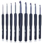 TecoKart® 9 Pcs Ergonomic Crochet Hook Set, Dark Blue Aluminium Crochet Hooks Set, Crochet Kit with Soft Grip Handles, Sizes from 2.0Mm to 6.5Mm, Suitable for Different Skill Levels