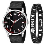 DREAM VILLA Analog Rubbers Strap with King Bracelet Combo Watch (Black)