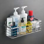 JIALTO Self Adhesive Bathroom Shelf/Shower Caddy - SUS 304 Stainless Steel Bathroom Organiser Without Drill, Multipurpose Shelves, Organizer Rack Holder Stand for Wall (35LX12WX12H CM - Silver)