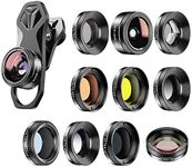 YIDOBLO APL-DG11 11in1 Phone Camera Lens Kit Micro Lens 140° Wide Angle Lens 205° Fisheye Lens Kaleidoscope Lens Grad Color&Full Color/ND32/CPL/Star Filters Compatible with iPhone 11/XR/XS Samsung