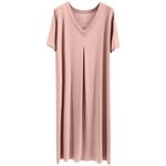 Long Nightdress for Women Casual Nightgowns Short Sleeve Modal Nighties Ladies Nightshirts Plus Size Sleep Dress Nightwear Loungewear Sleepwear,XL,021 Pink