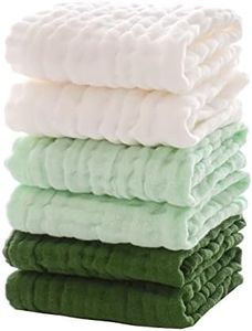 MUKIN Baby Washcloths - Soft Face Cloths for Newborn, Absorbent Bath Face Towels, Baby Wipes, Burp Cloths or Face Towels, Baby Registry as Shower. Pack of 6-12x12 inches (Green)