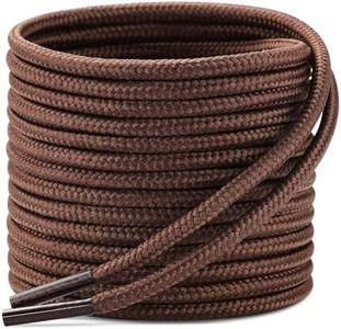 Stepace 2 Paires Lacets Ronds 3,5 mm Lacets de Chaussures Bottes Résistants pour Randonnée et Travail Bottines Longueur 30-63" Marron 114 cm