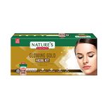 NATURES ESSENCE Glowing Gold Facial Kit With Free Facewash | For 3 Uses | Bright & Glowing Skin | Parlour Wala Asli Glow In 30 Minutes | 75g +25g free