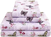 Floral King Bed Sheets, Purple Pais