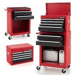 ERGOMASTER Rolling Tool Chest and Cabinet with 6-Drawers - Includes 4-Drawers Removable Top Box, 2-Drawer Capacity Tool Storage, Wheels and Locking System for Convenient and Safe Tool Storage-Blackred