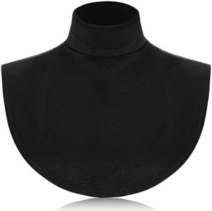 SATINIOR Women Fake Turtleneck Dickey Collar Removable Cotton Rollover Fake Collar Insert Warm Blouse Collar for Pullover, Black