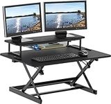 SHW 36-Inch Height Adjustable Standing Desk Sit to Stand Riser Converter Workstation, Black