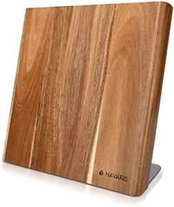 Navaris Wooden Magnetic Knife Holder - Universal Wood Magnetic Block & Organizer for Knives, Scissors, Kitchen Cutlery - Acacia, 10.9" x 10.8"