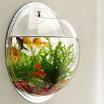 Outdoors DDSS H. 15'' Base Dia Wall Mount Hanging Acrylic Wall Mount Hanging Fish Aquarium Bowl Tank