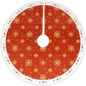 MACTING Christmas Tree Skirt Red Rustic Tree Mat with Snowflakes 48 inch Large Christmas Tree Cover for Home Holiday Party Winter Farmhouse Indoor New Year Xmas Decorations